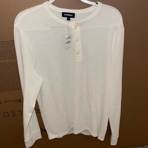 3 Button White Henley Shirt
